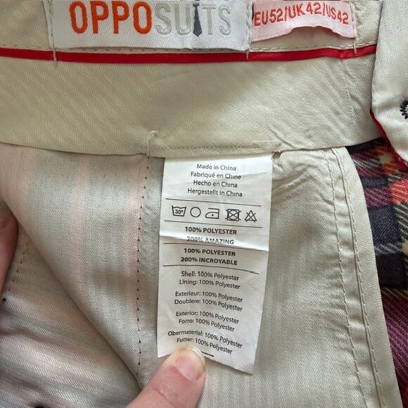 OPPOSUITS Red Tartan Plaid Lumberjack Suit Sz 42 - Picture 10 of 14